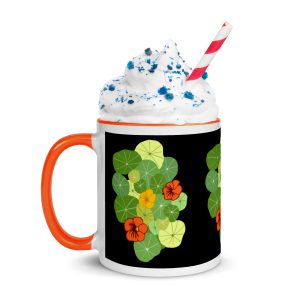 Nasturtiums Ceramic Mug (2 Colors Interior, Handle & Rim)