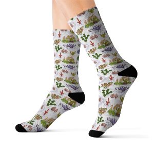 Unisex Crew Length Tube Socks - Gnomes in the Desert Print