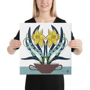 Daffodils & Forget Me Nots - Archival Canvas