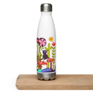 Animal Series: Black Bird On A Hike – Leak-Proof Insulated Stainless Steel Water Bottle (White & Black)