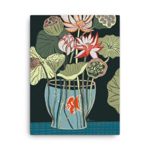 Goldfish in Lotus Vase - Archival Canvas Print