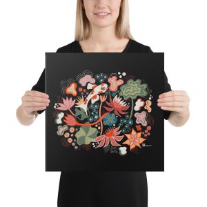 Koi and Lotus Abstract - Archival Canvas Print