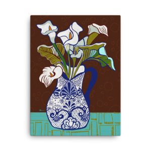 Calla Lillies In Talavera Pitcher- Archival Canvas Print