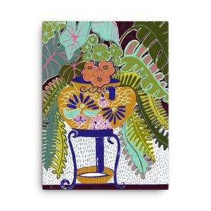 Plants In Talavera Pot - Archival Canvas Print