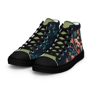 Koi Pond Party (Moss Green Tongues) – High Top Canvas Shoes 