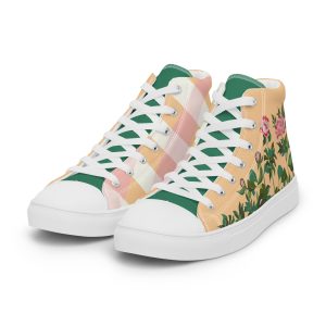 Peony Power (Kelly Green Tongues) - Women’s high top canvas shoes