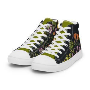 Humboldt Wildflowers (Dill Green Tongues) - High top canvas shoes